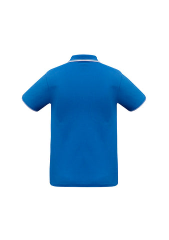 Cambridge Mens Short Sleeve Polo Royal/White/White back view