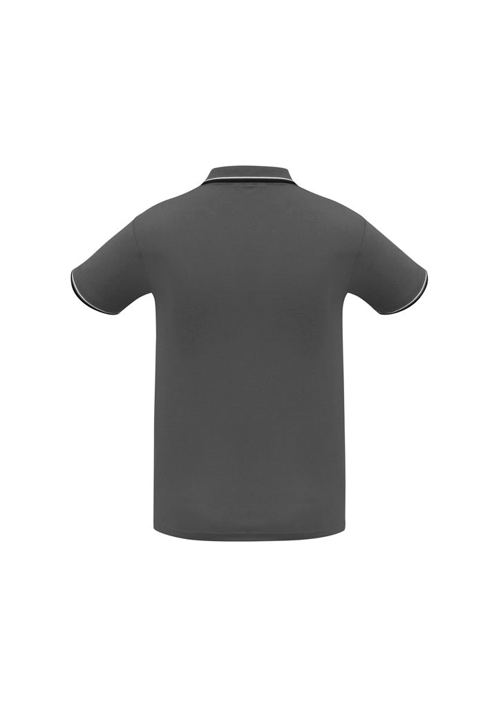 Cambridge Mens Short Sleeve Polo Steel Grey/Black/White back view