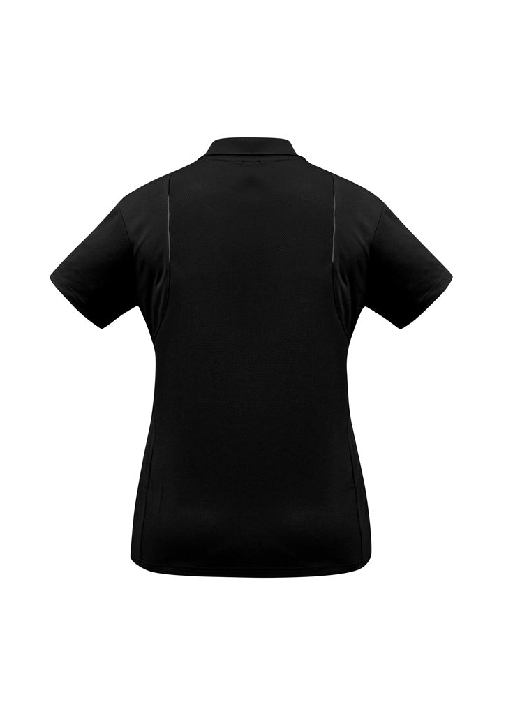 United Womens Short Sleeve Polo Black/Ash back view