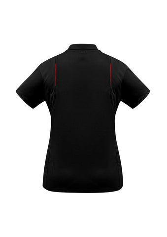 United Womens Short Sleeve Polo Black/Red back view