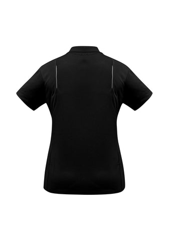United Womens Short Sleeve Polo Black/White back view