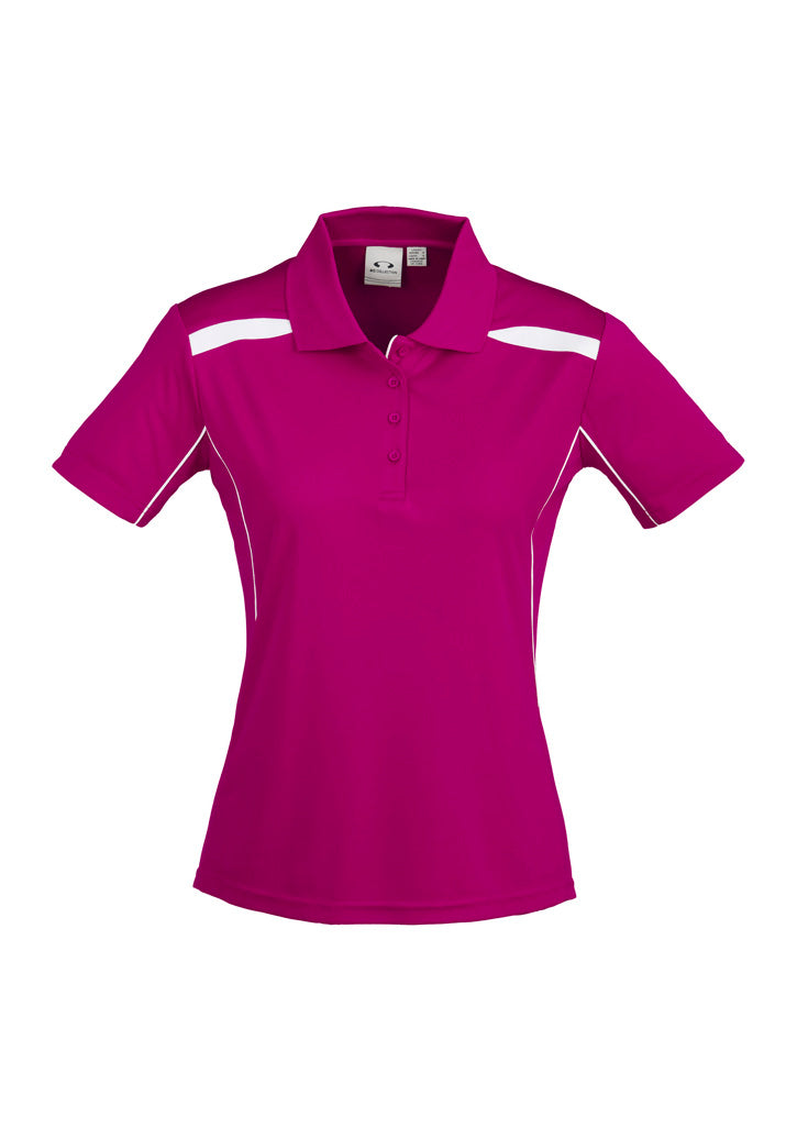 United Womens Short Sleeve Polo Magenta/White