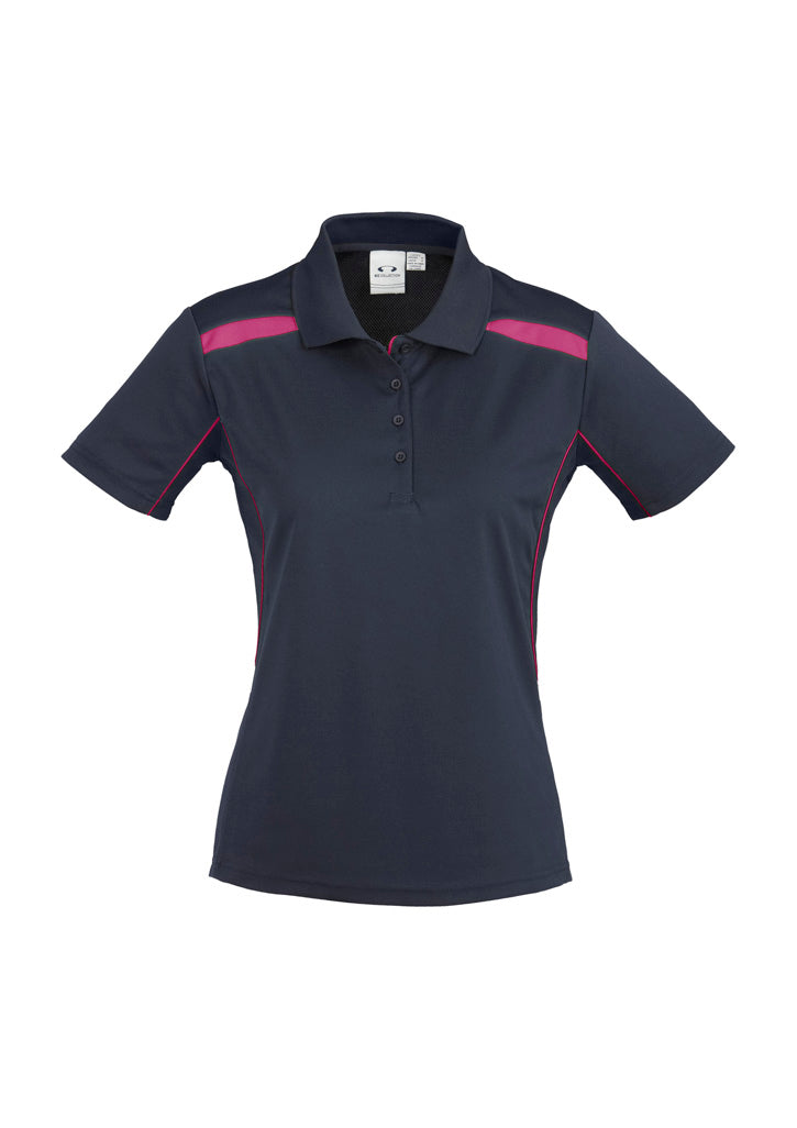United Womens Short Sleeve Polo Navy/Magenta