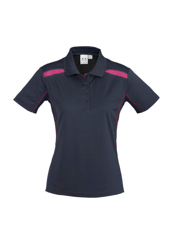 United Womens Short Sleeve Polo Navy/Magenta