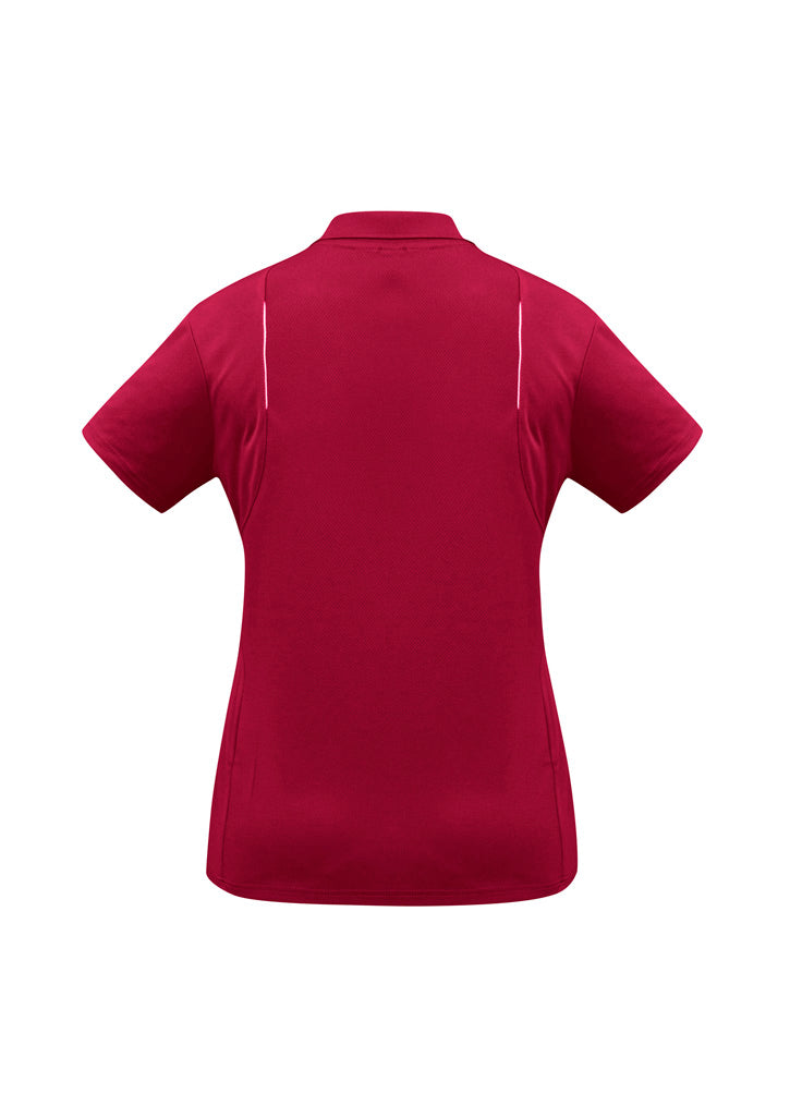 United Womens Short Sleeve Polo Red/White back view