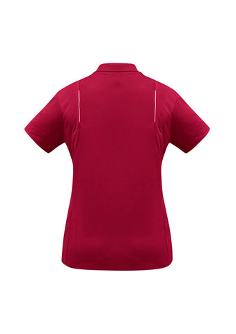 United Womens Short Sleeve Polo Red/White back view