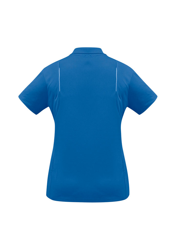 United Womens Short Sleeve Polo Royal/White back view