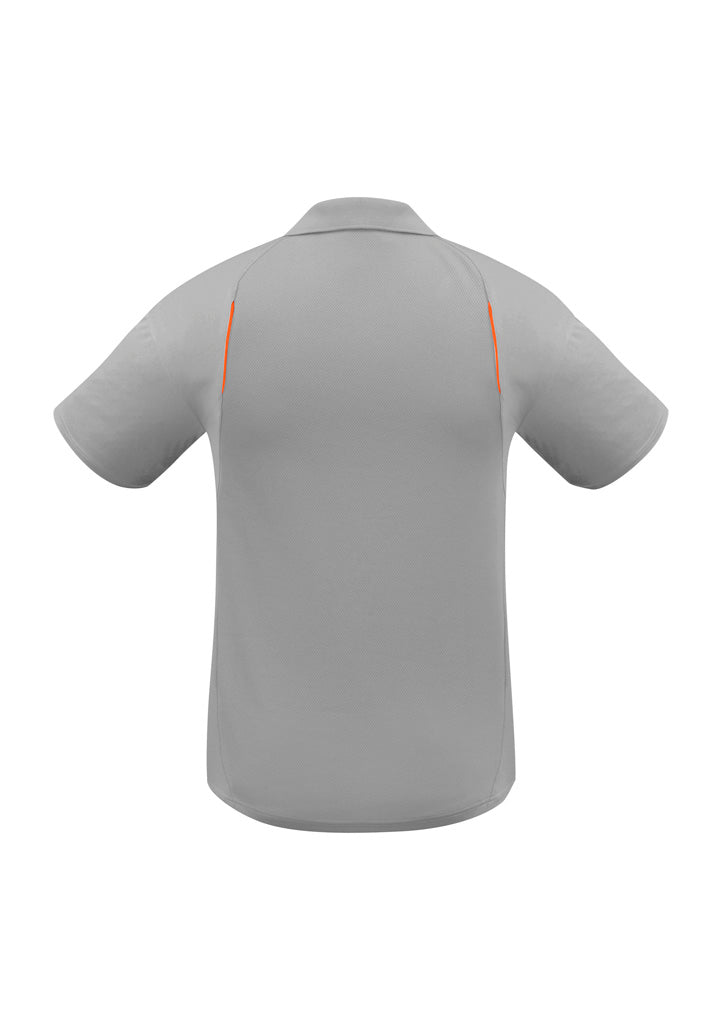 United Mens Short Sleeve Polo Ash/Fluoro Orange back view