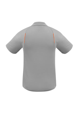 United Mens Short Sleeve Polo Ash/Fluoro Orange back view