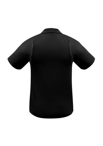 United Mens Short Sleeve Polo Black/Ash back view