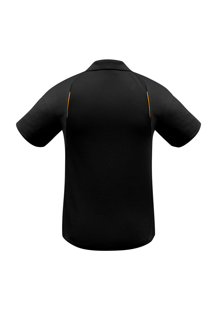 United Mens Short Sleeve Polo Black/Gold back view