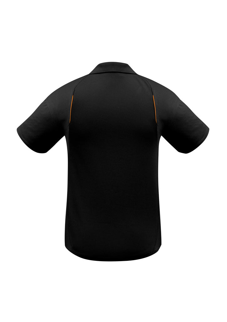 United Mens Short Sleeve Polo Black/Orange back view