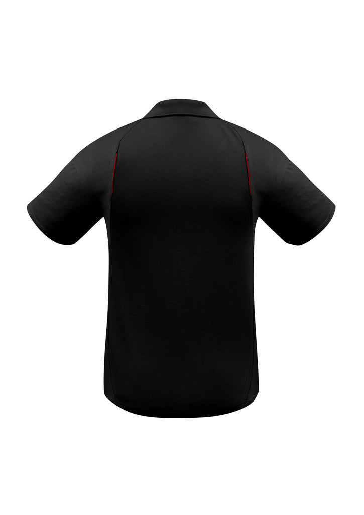 United Mens Short Sleeve Polo Black/Red back view