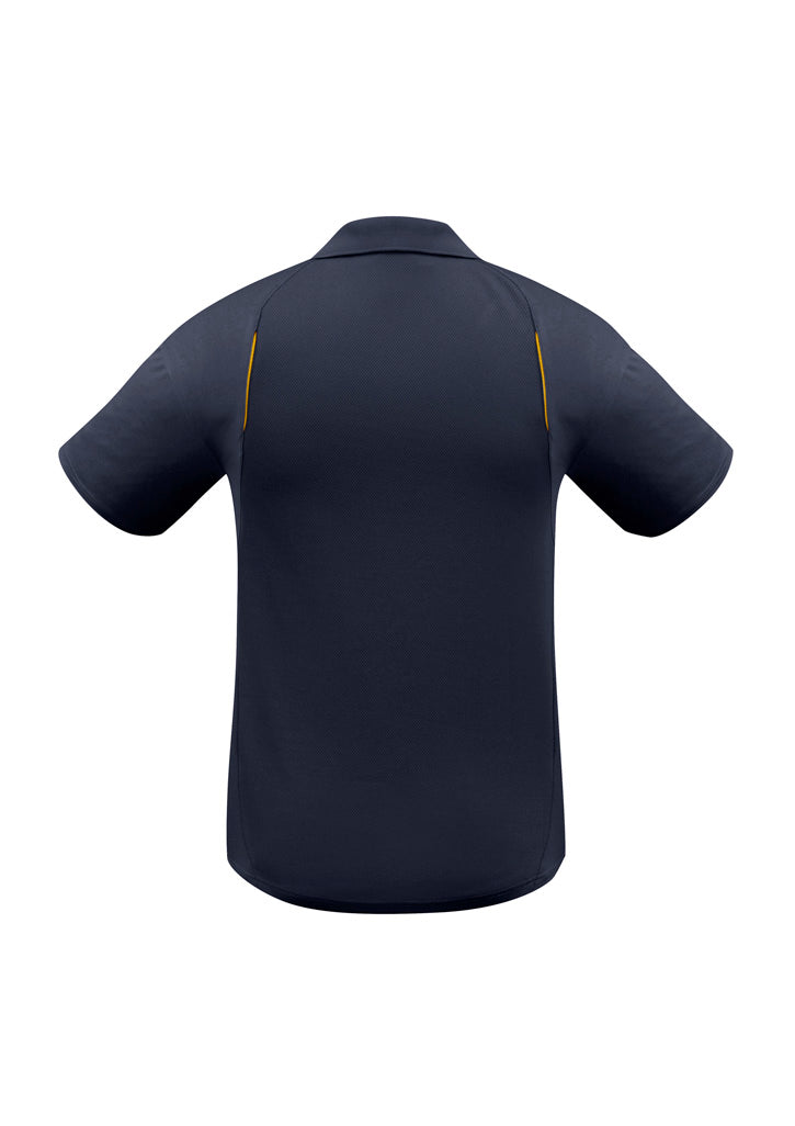 United Mens Short Sleeve Polo Navy/Gold back view