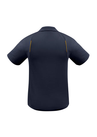 United Mens Short Sleeve Polo Navy/Gold back view