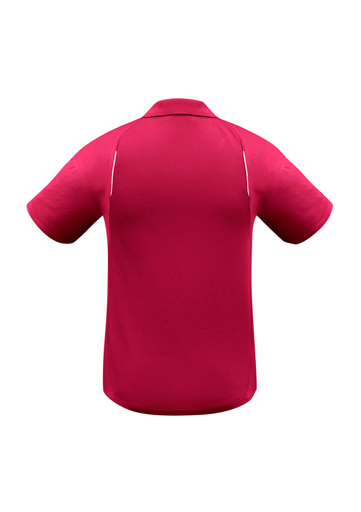 United Mens Short Sleeve Polo Red/White back view