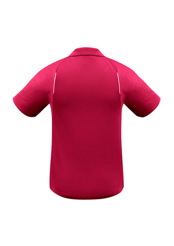 United Mens Short Sleeve Polo Red/White back view