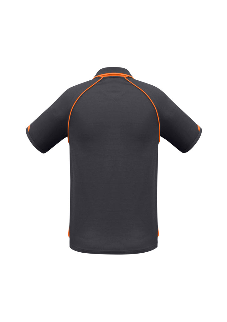Fusion Mens Short Sleeve Polo Grey/Fluoro Orange back view