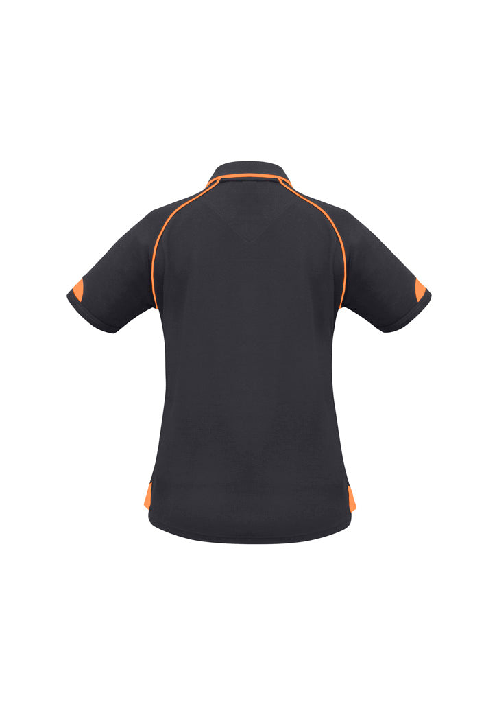 Fusion Womens Short Sleeve Polo Grey/Fluoro Orange back view