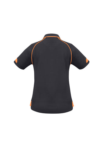 Fusion Womens Short Sleeve Polo Grey/Fluoro Orange back view