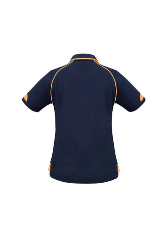 Fusion Womens Short Sleeve Polo Navy/Fluoro Orange back view