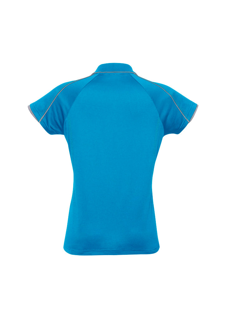 Blade Womens Short Sleeve Polo Cyan/Silver Grey back view