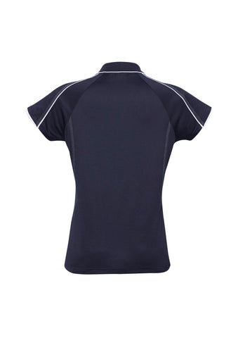 Blade Womens Short Sleeve Polo Navy/White back view