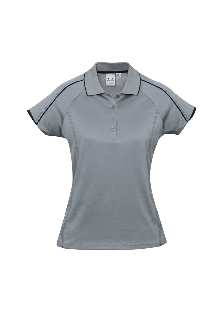 Blade Womens Short Sleeve Polo Silver Grey/Black front view