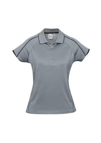 Blade Womens Short Sleeve Polo Silver Grey/Black front view