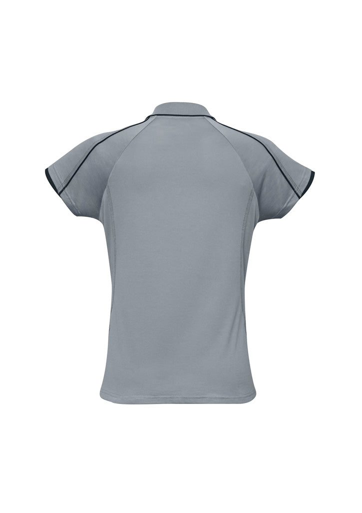 Blade Womens Short Sleeve Polo Silver Grey/Black back view