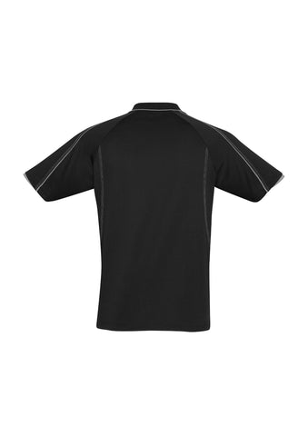 Blade Mens Short Sleeve Polo Black/Silver Grey back view