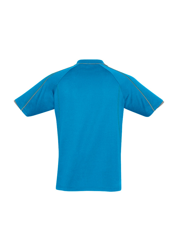 Blade Mens Short Sleeve Polo Cyan/Silver Grey back view