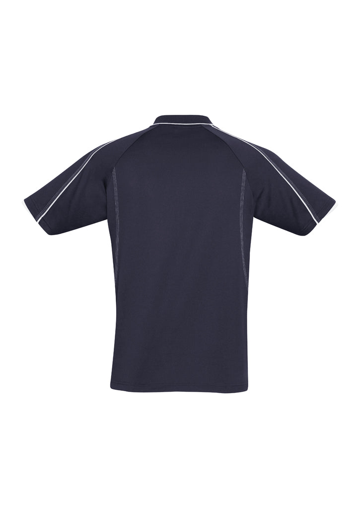 Blade Mens Short Sleeve Polo Navy/White back view