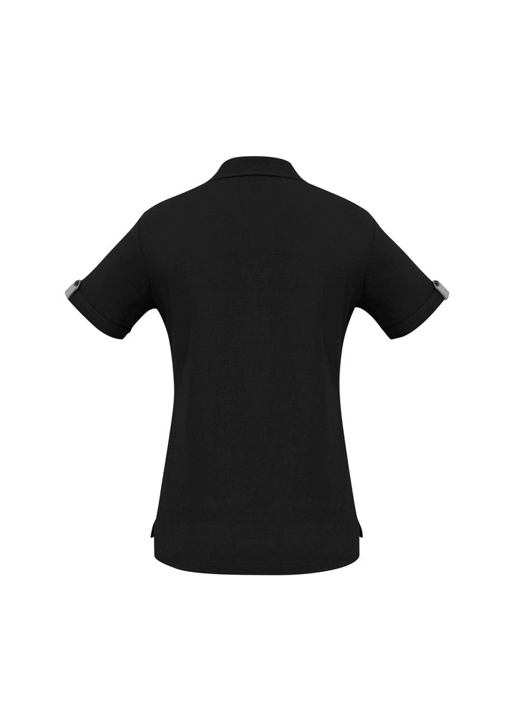 Edge Womens Short Sleeve Polo Black/Check back view