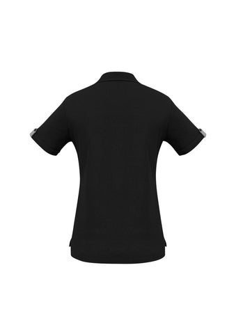 Edge Womens Short Sleeve Polo Black/Check back view