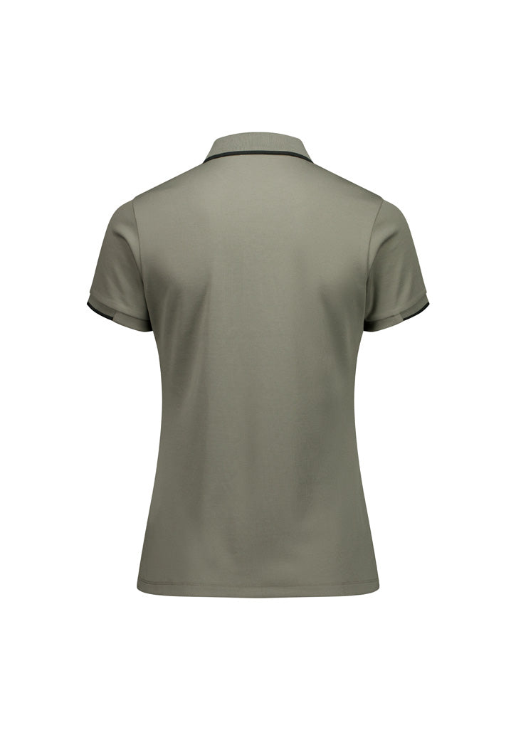 Focus Womens Short Sleeve Polo Taupe/Black back view