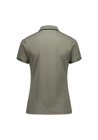 Focus Womens Short Sleeve Polo Taupe/Black back view