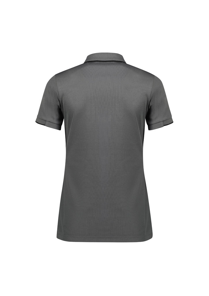 Focus Womens Short Sleeve Polo Ash/Black back view