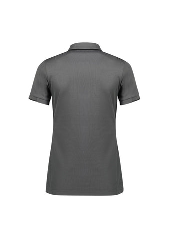 Focus Womens Short Sleeve Polo Ash/Black back view