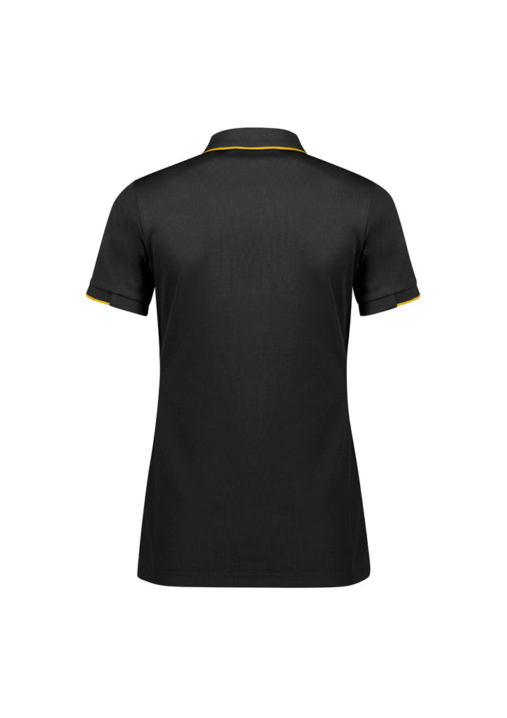 Focus Womens Short Sleeve Polo Black/Gold back view