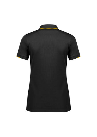 Focus Womens Short Sleeve Polo Black/Gold back view