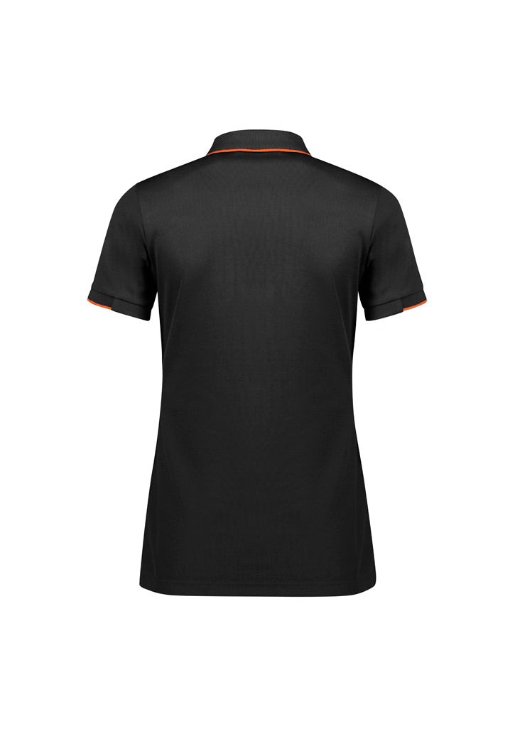 Focus Womens Short Sleeve Polo Black/Orange back view