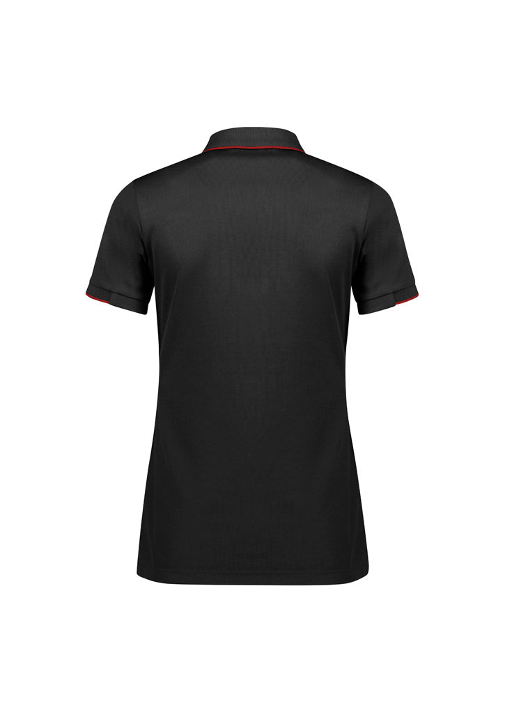 Focus Womens Short Sleeve Polo Black/Red back view