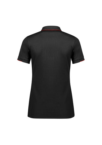 Focus Womens Short Sleeve Polo Black/Red back view