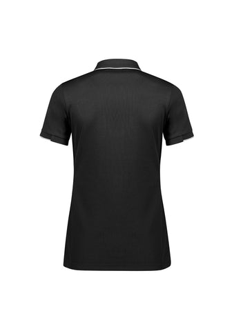 Focus Womens Short Sleeve Polo Black/White back view