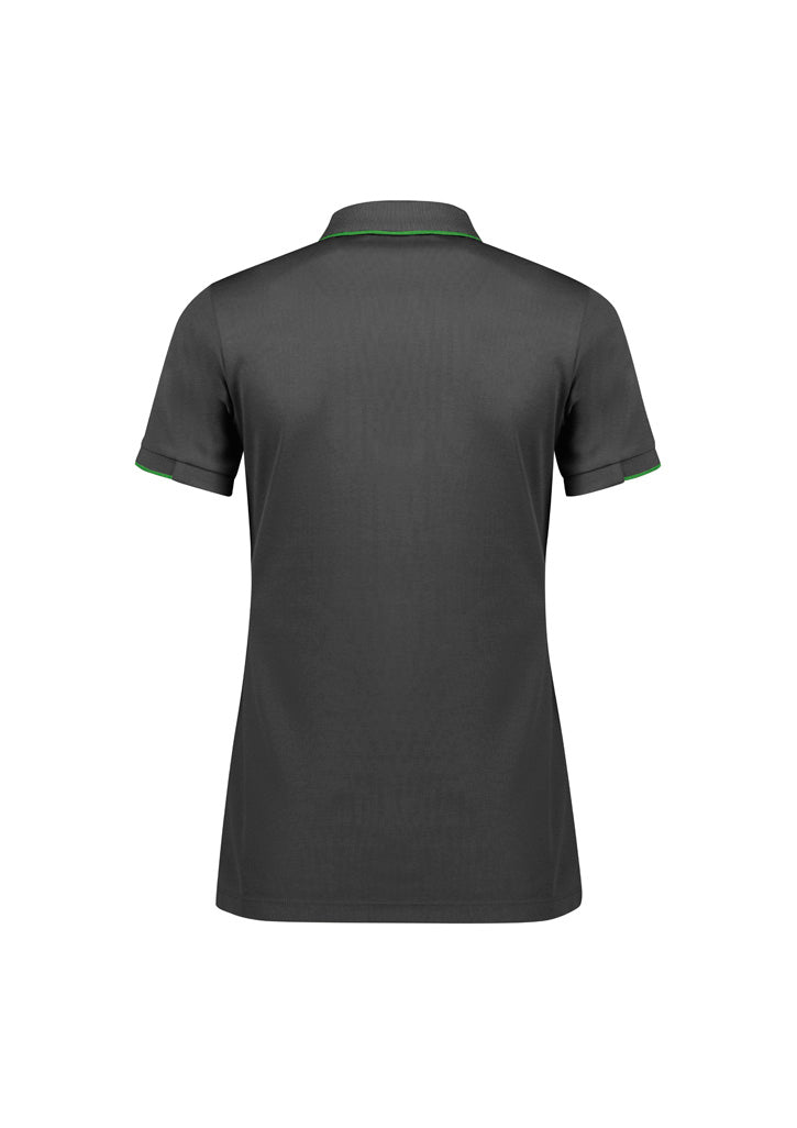 Focus Womens Short Sleeve Polo Grey/Fluoro Lime back view