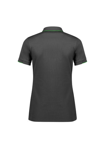 Focus Womens Short Sleeve Polo Grey/Fluoro Lime back view