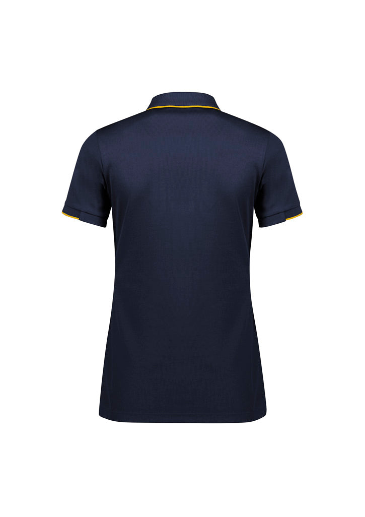 Focus Womens Short Sleeve Polo Navy/Gold back view
