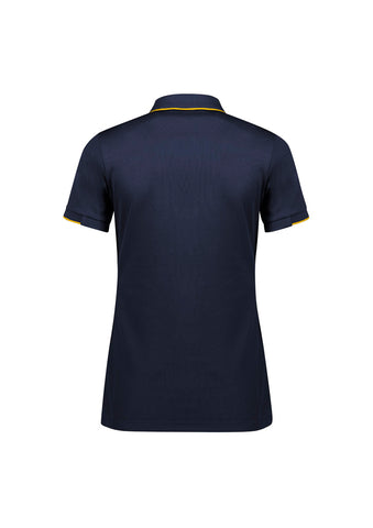 Focus Womens Short Sleeve Polo Navy/Gold back view