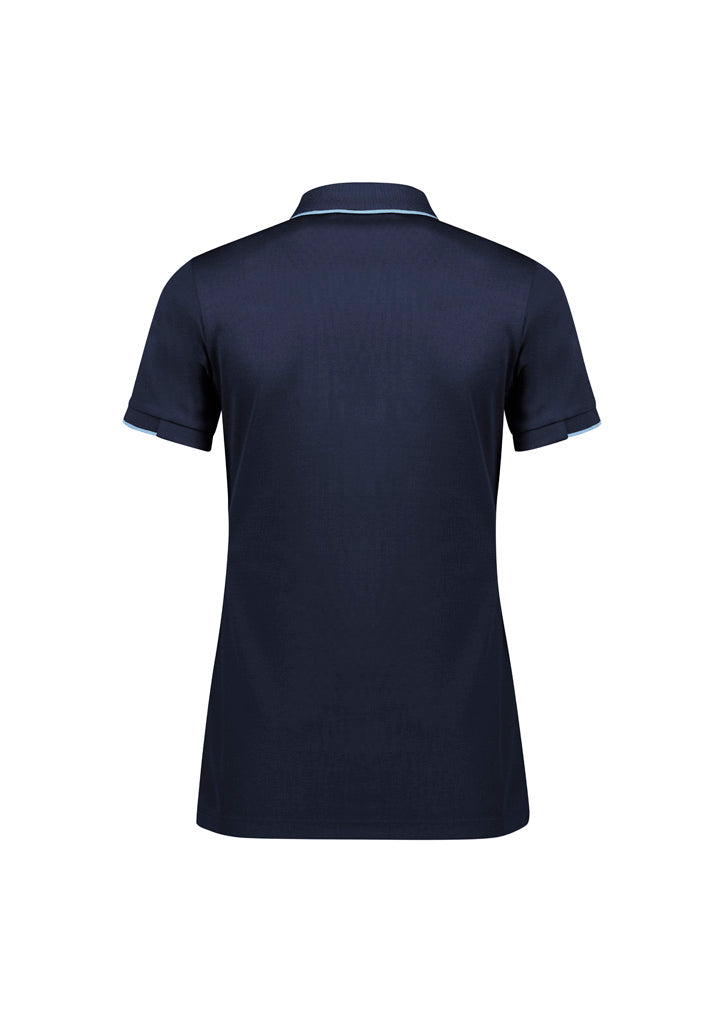 Focus Womens Short Sleeve Polo Navy/Sky back view